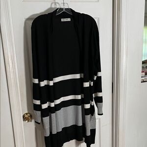 Grace Karin Black, White and Gray Striped Cardigan